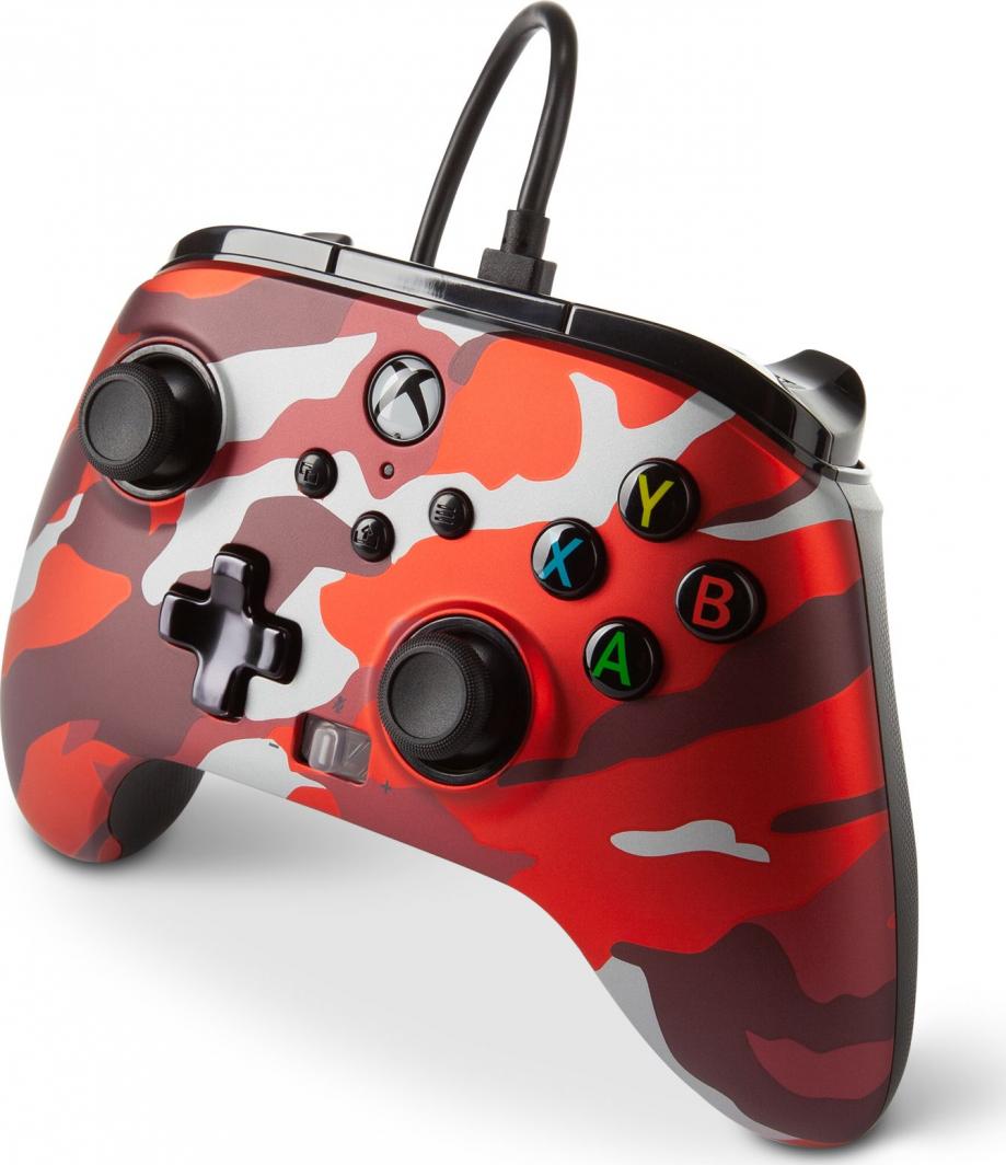 Kontroller PowerA XS Enhanced Metallic Red Camo, me kabllo, i kuq