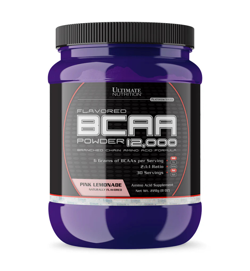 Aminoacide Ultimate Nutrition BCAA Powder, 12000 30 serv, 228g, Pink Lemonade