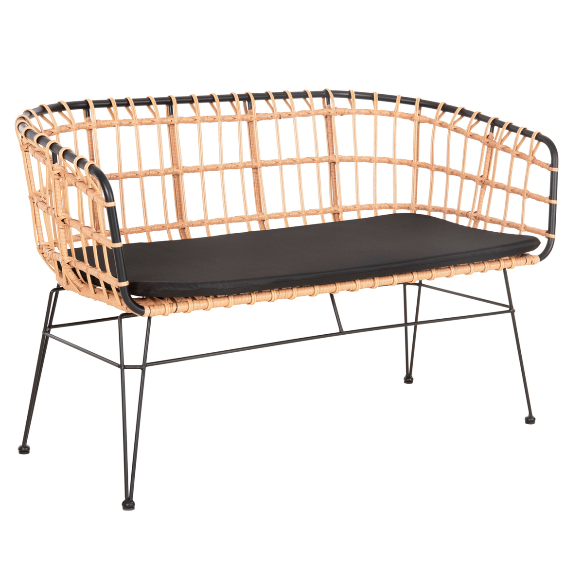 Sofa e jashtme (bench) 2-ulëse Allegra (HM5692.11), bezhë/ zezë