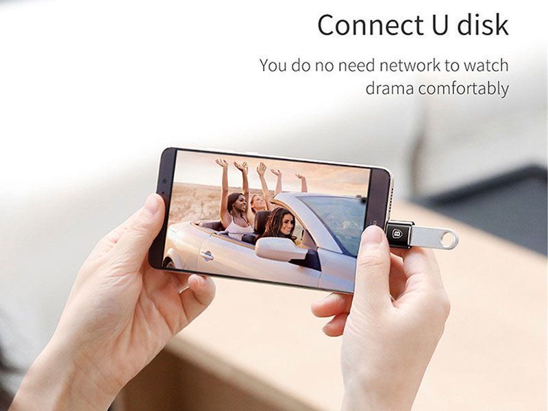 Adapter Baseus, USB A në USB C, i zi