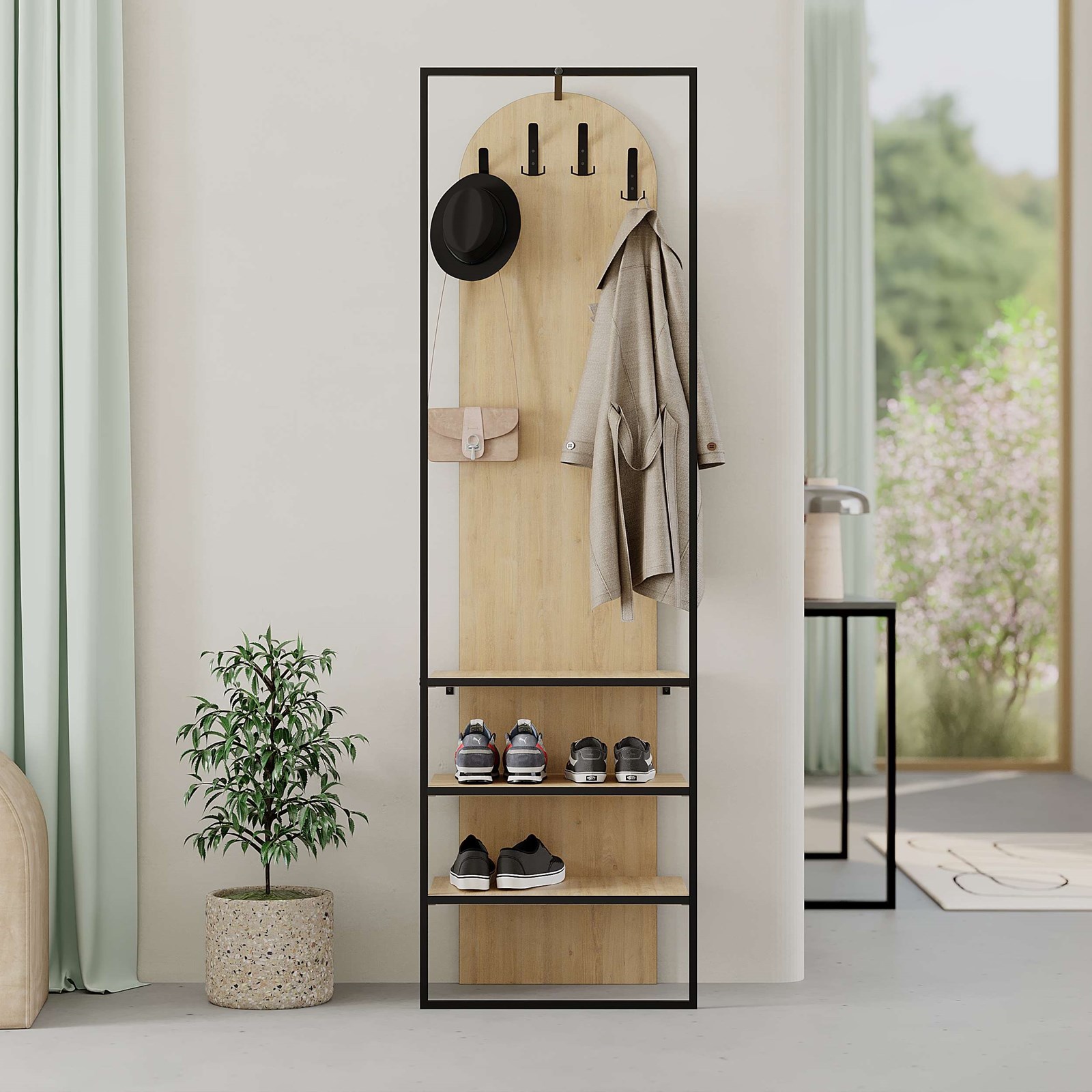 Paradhomë Decortie Archy 180x53x31.7cm, kafe e hapur/zezë