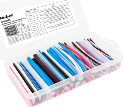 Set CableTech i tubave të tkurrjes së nxehtësisë 10cm - 5 ngjyra, 6 diametër - 170 copë