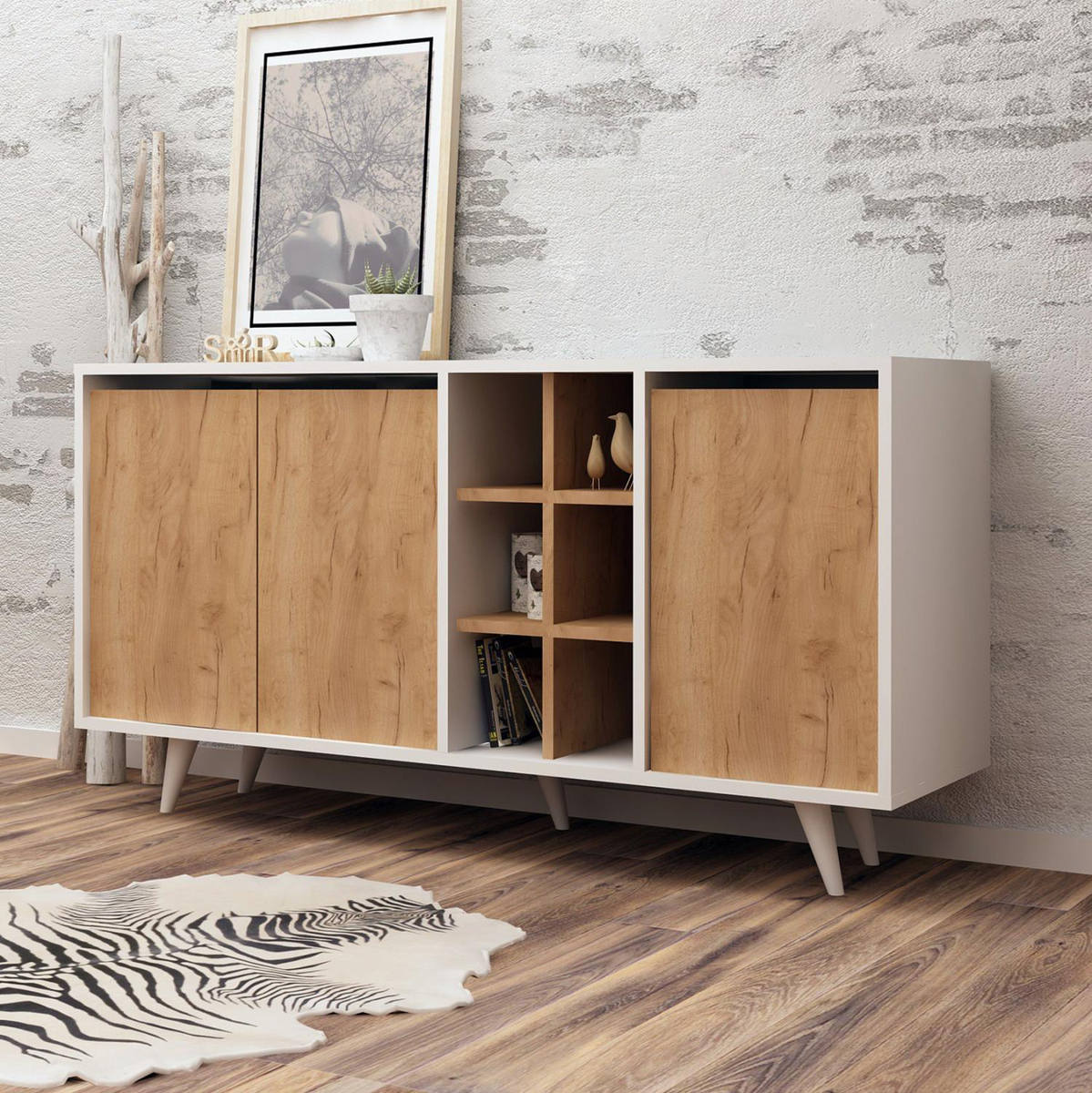 Komodë melamine 140×40×86 cm (HM9432.01), bardhë