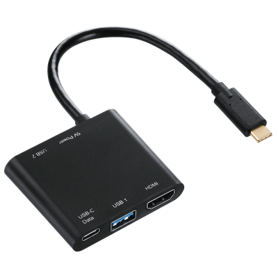 Konvertues Hama Multiport 4në1, 2x USB 3.1, HDMI dhe USB-C (data), 135729
