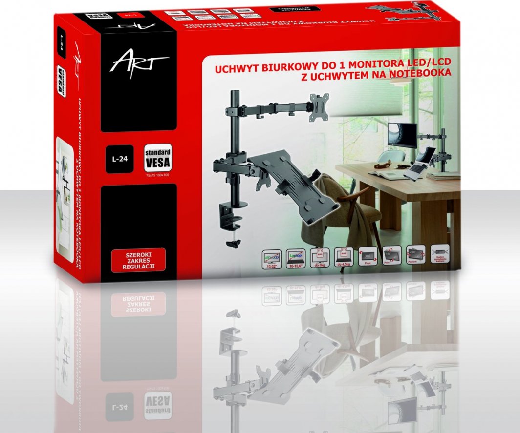 Држач за Art Desk за монитор 13"- 32" и лаптоп L-24