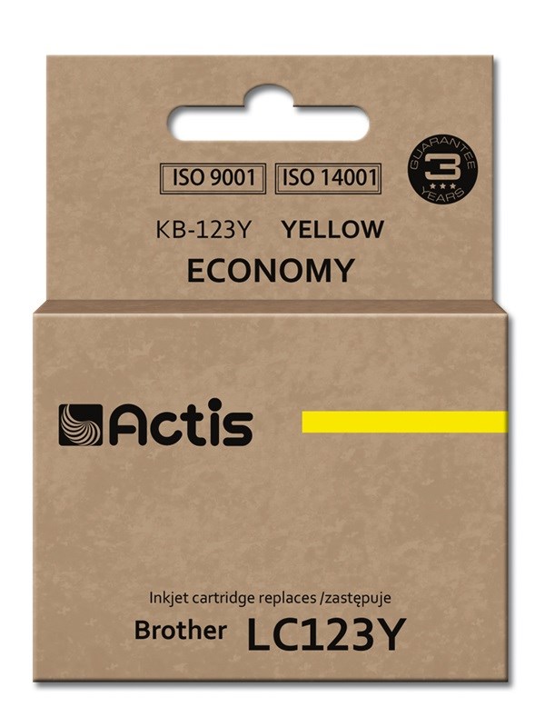Ngjyrë për printer Actis KB-123Y (zëvendësim për Brother LC123Y/LC121Y), 10 ml, e verdhë Ngjyrë për printer Actis KB-123Y (zëvendësim për Brother LC123Y/LC121Y), 10 ml, e verdhë
