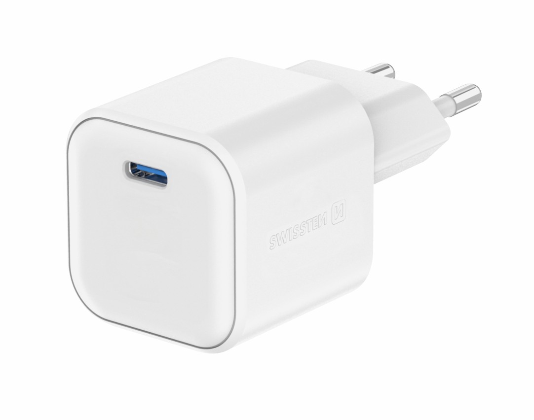 Karikues SWISSTEN GaN, 1x USB-C 20W PD, i bardhë