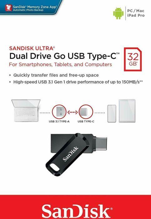 SanDisk Ultra Dual Drive Go USB Type-C Флеш Диск, 32GB