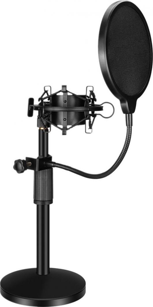 Set mikrofoni Mozos: Bazë për tavolinë, pop filter, rrjetë kundër dridhjeve (MCABLE-XLR-FTM), e zezë Set mikrofoni Mozos: Bazë për tavolinë, pop filter, rrjetë kundër dridhjeve (MCABLE-XLR-FTM), e zezë
