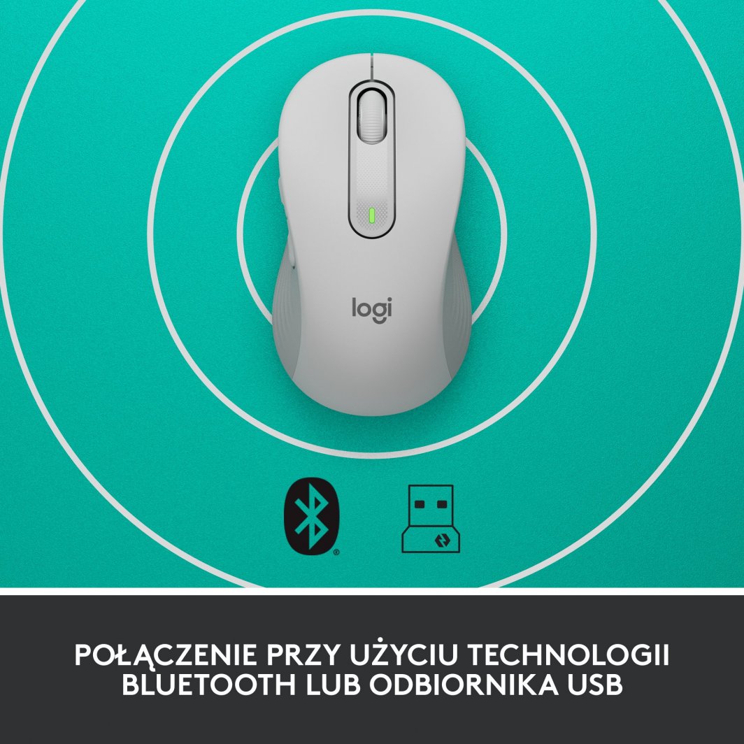 Maus Logitech M650, wireless, Bluetooth, USB, i bardhë dhe i hirt