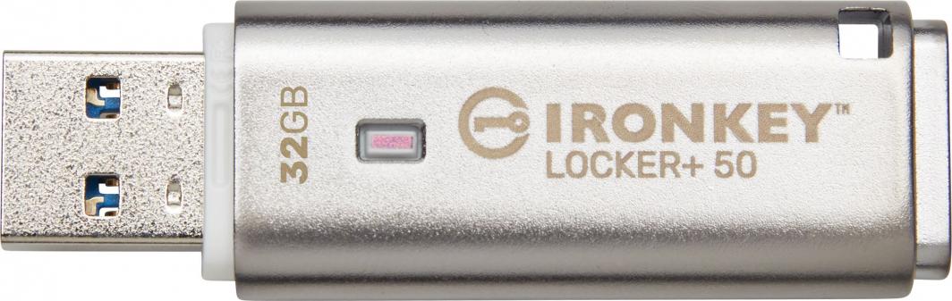 USB Pendrive Kingston IronKey Locker+ 50, 32GB, i hirtë