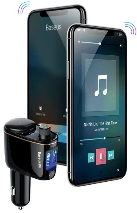 Transmetues Baseus Locomotive Bluetooth/FM për makinë, i zi