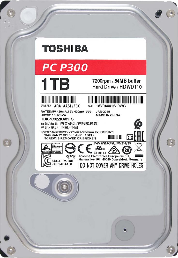 Hard Drive Toshiba P300 1 TB 3.5 "SATA III (HDWD110UZSVA)