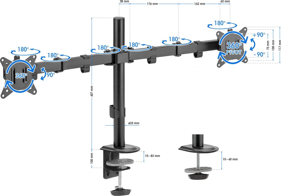 Држач SENSE7 за 2 монитори 17"-32" FLOAT DOUBLE