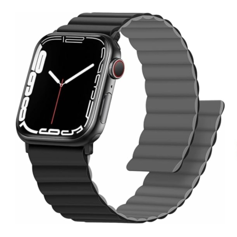 Rrip silikoni SWISSTEN për Apple Watch, 42 / 44 / 45 / 49 mm, Zezë/Hiri