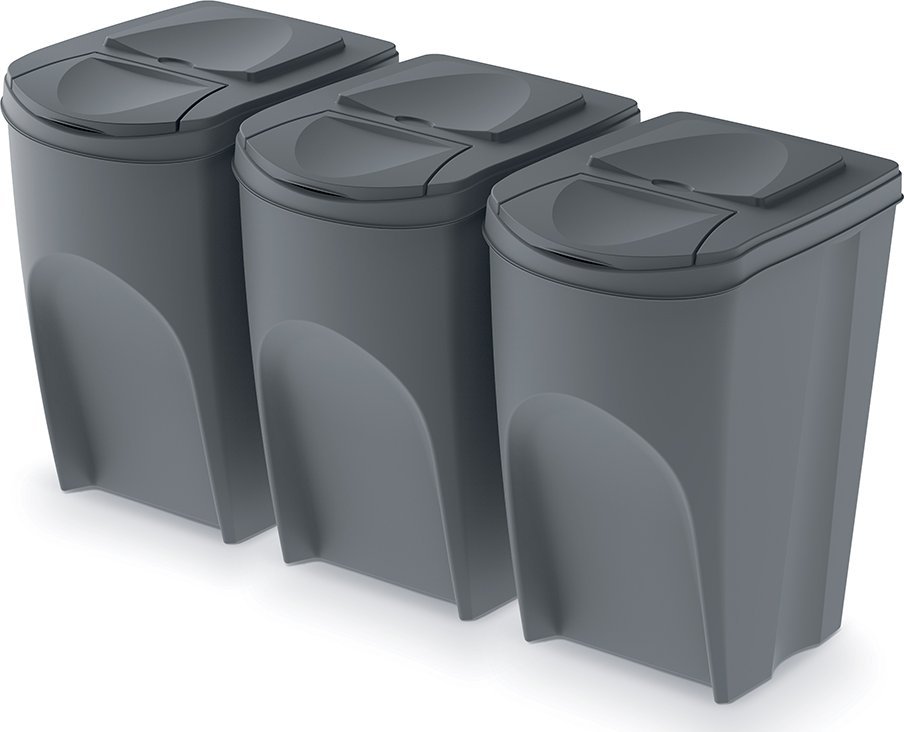 Kosh i mbeturinave SortiBox, 35 L, i hirtë