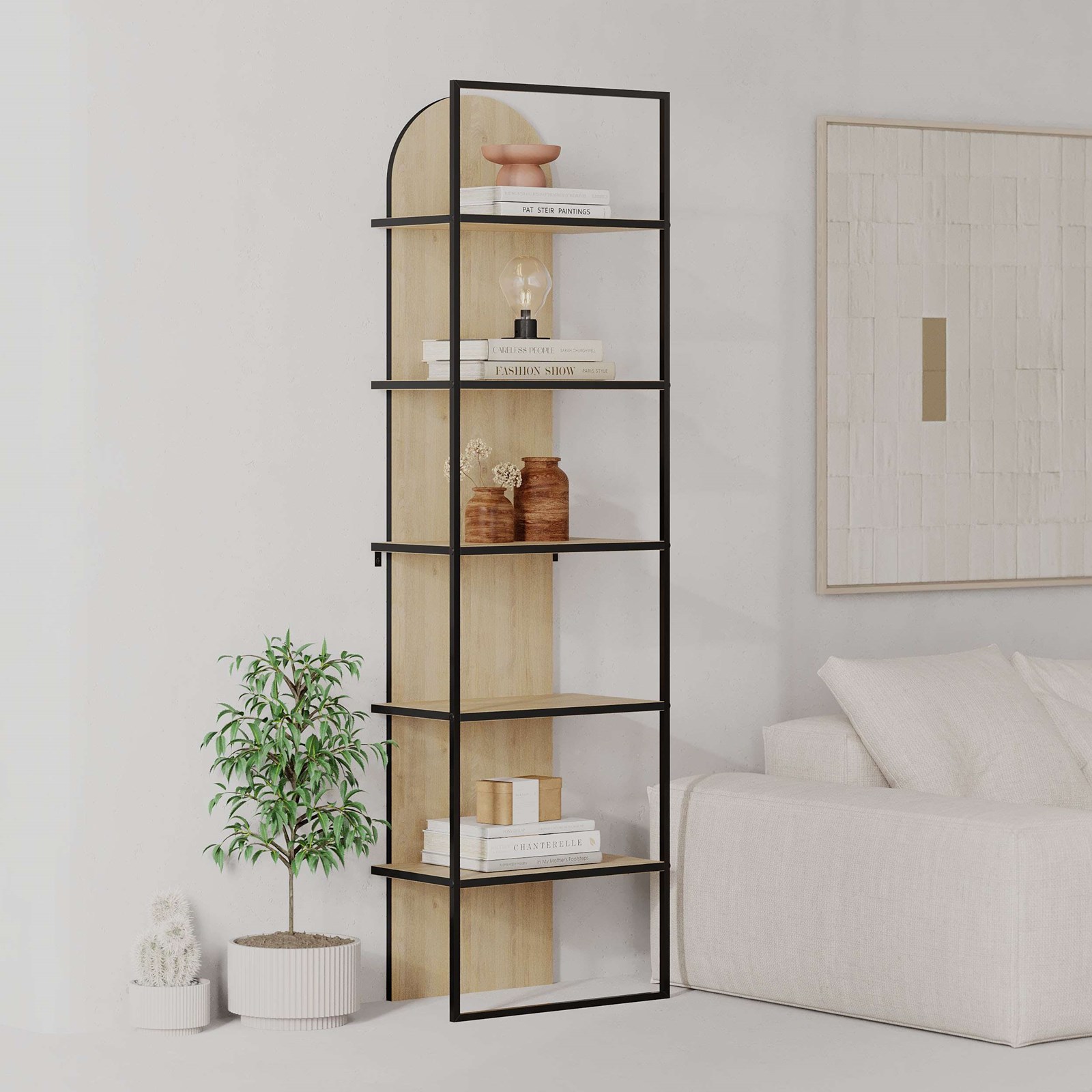 Raft për libra Decortie Archy 180x53x31.7cm, kafe e hapur/zezë