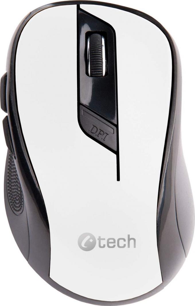 Maus C-Tech WLM-02W, wireless, USB, i bardhë dhe i zi
