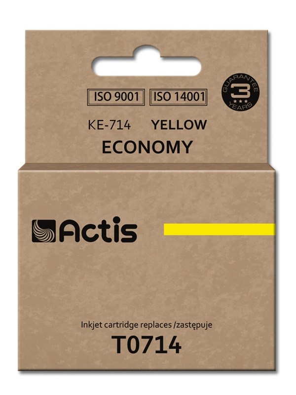 Ngjyrë për printer Actis KE-714 (zëvendësim për Epson T0714, T0894, T1004), 13.5 ml, e verdhë