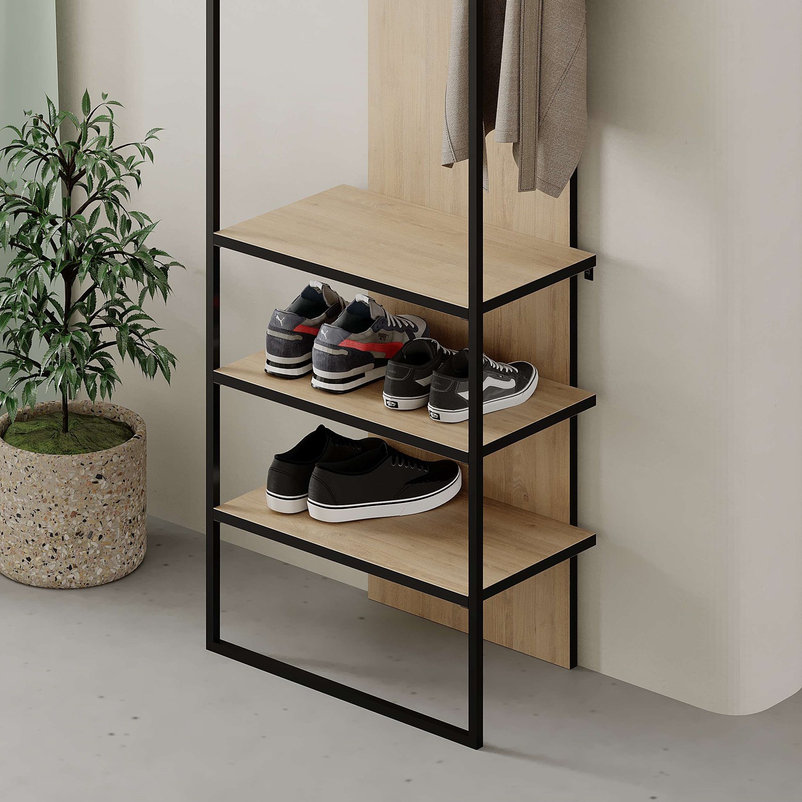 Paradhomë Decortie Archy 180x53x31.7cm, kafe e hapur/zezë