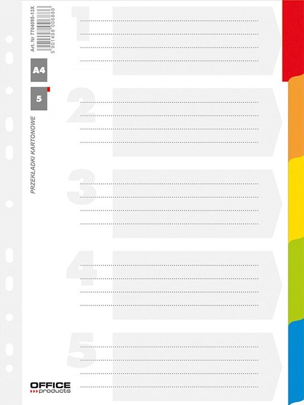 Office Products Картонски Разделници A4, 5 парчиња