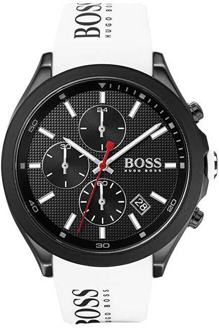 Orë dore për meshkuj Hugo Boss Velocity 1513718, e bardhë/zezë