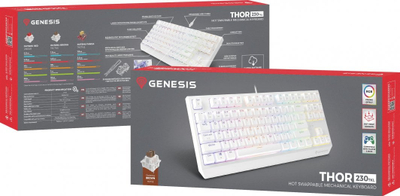 Tastierë Genesis Thor 230 TKL Outemu Brown, e bardhë