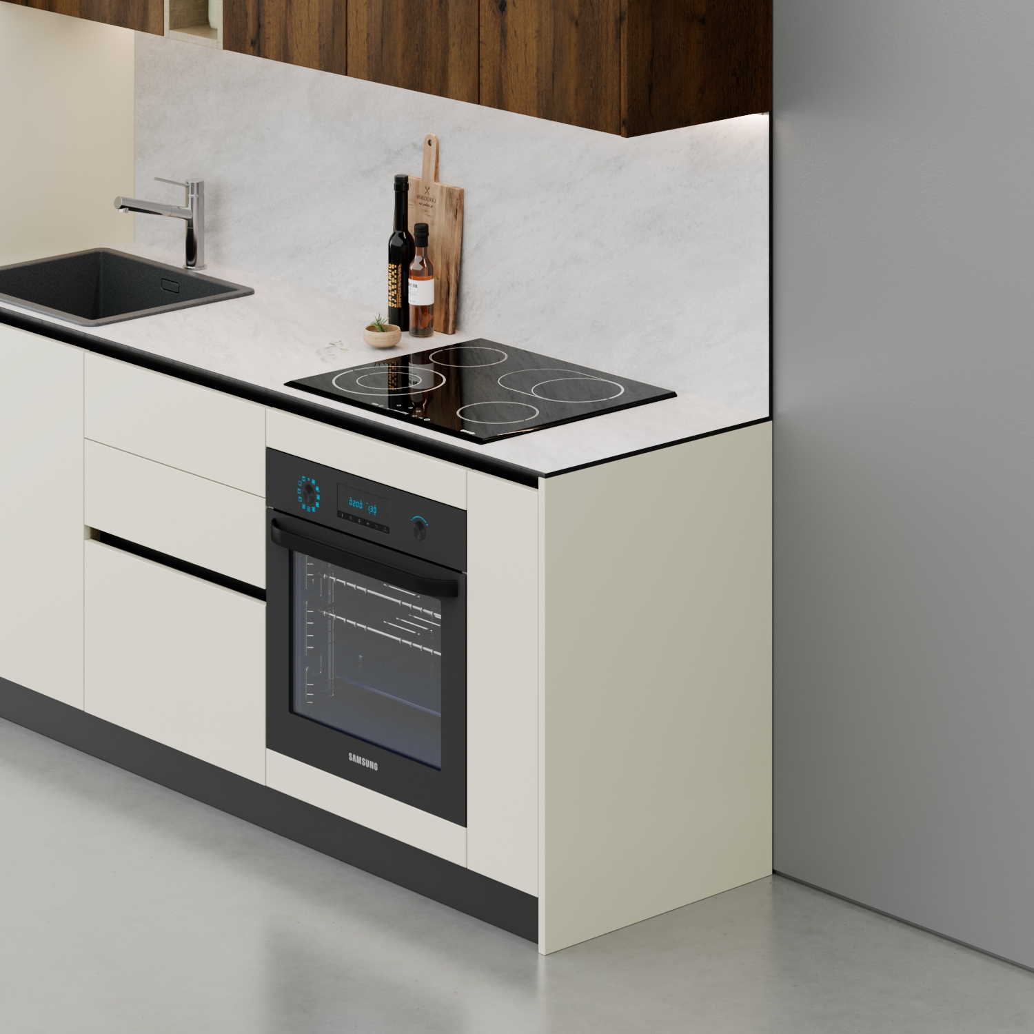 Kuzhinë IMMIGRAND SYSTEMS, Lineare, Pastel Beige/Dark Oak