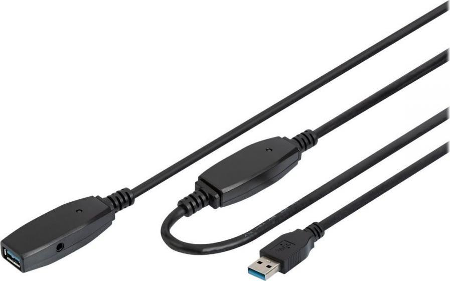 Kabllo lidhëse Digitus, USB A - USB A, 15 m, e zezë Kabllo lidhëse Digitus, USB A - USB A, 15 m, e zezë