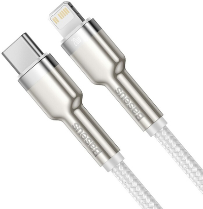 Kabllo BASEUS Cafule Series, USB-C - Lightning, M/M, 20W, 1m, e bardhë