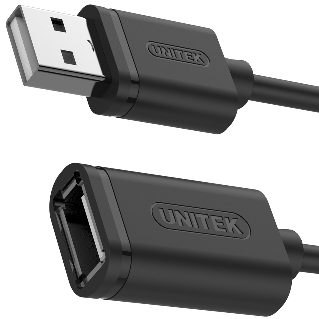 UNITEK USB 2.0 Продолжителен Кабел, 2 m, Црн