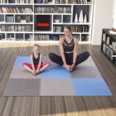 Shtresë për ushtrime One Fitness puzzle, 9 pjesë, e kaltër/e hirtë
