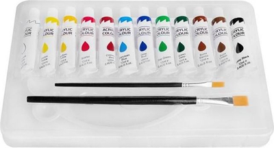 Set bojrash akrilike Easy, 12 ngjyra, shumëngjyrëshe
