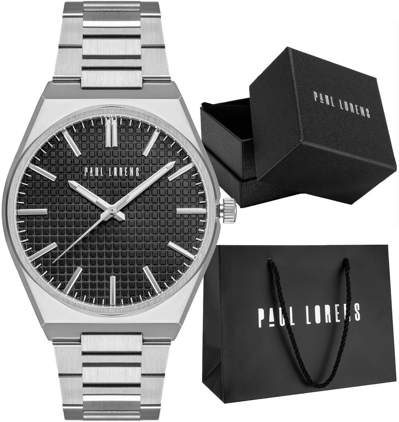 Orë dore Paul Lorens PL20013B-1C1, çelik inox, cadran i zi, me kuti
