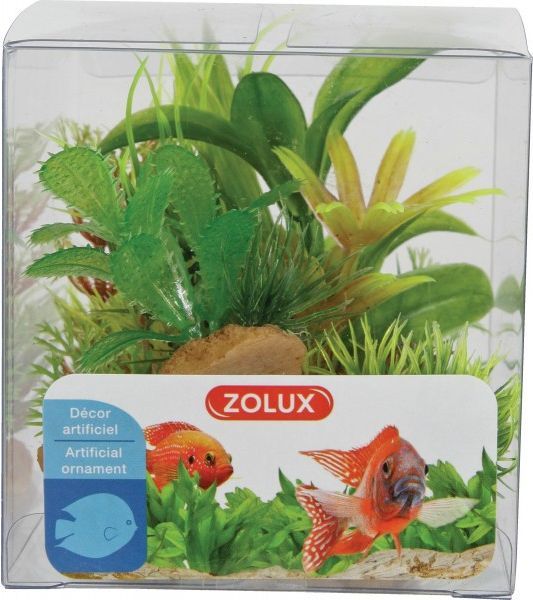 Set bimësh dekoruese për akuarium Zolux Plant, 6 copë, 8.5 x 8.2 x 9.2 cm, të gjelbra