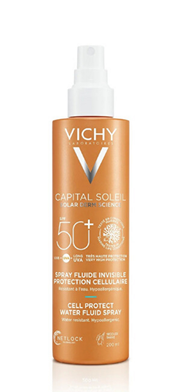 Sprej mbrojtës ndaj diellit Vichy SPF 50+ Capital Soleil (Water Fluid Spray), 200 ml
