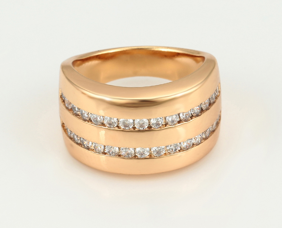 Set Xuping të praruar në ari 18 kratësh - unazë + vathë, artë/15.70mm/#9