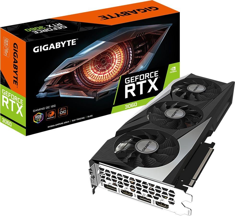 Kartelë grafike Gigabyte GeForce RTX 3060 Gaming OC 12G (GV-N3060GAMING OC-12GD 2.0), LHR Kartelë grafike Gigabyte GeForce RTX 3060 Gaming OC 12G (GV-N3060GAMING OC-12GD 2.0), LHR