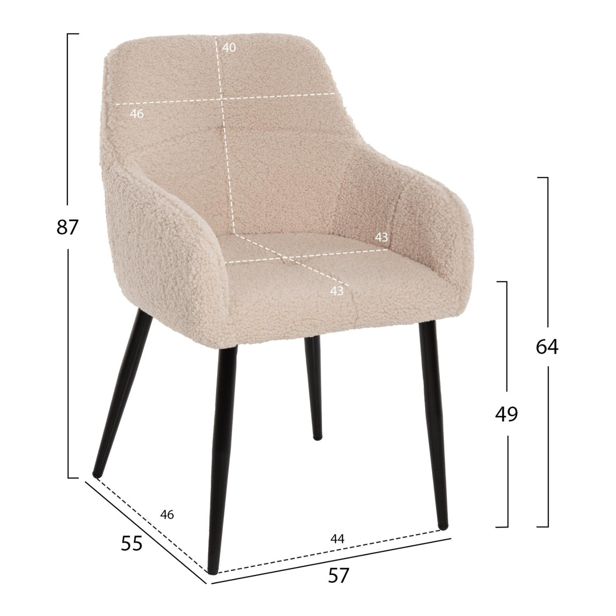 Kolltuk Shelly 57x55x87Hcm (HM8591.02), bardhë/ zezë