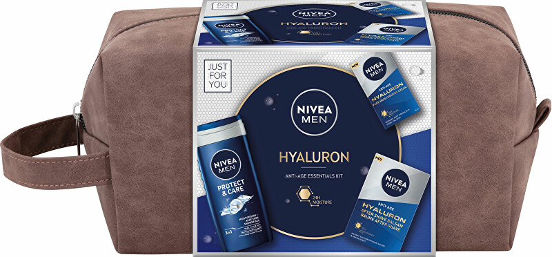 Set për trup Nivea Men Hyaluron, Xhel dushi 250 ml + Krem hidratues SPF 15 50 ml + Balsam pas rruajtjes 100 ml