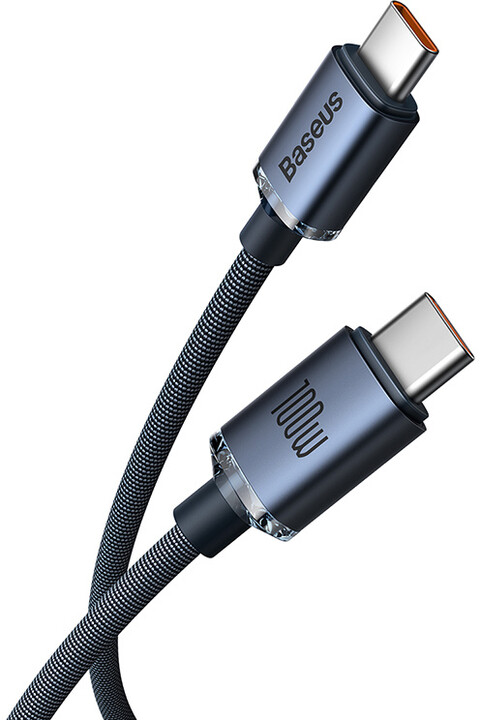 Baseus кабел за полнење/податоци Crystal Shine Series USB-C - USB-C, 100W, 2m, црн