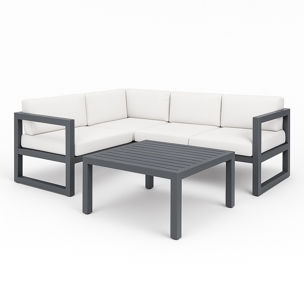 Set këndor SAG Metal – kornizë hekuri e hirtë/ jastëk bezhë e hapur