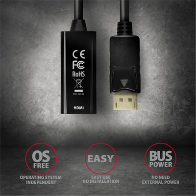 Përshtatës AXAGON DisplayPort - HDMI 1.4, 4K @ 30Hz