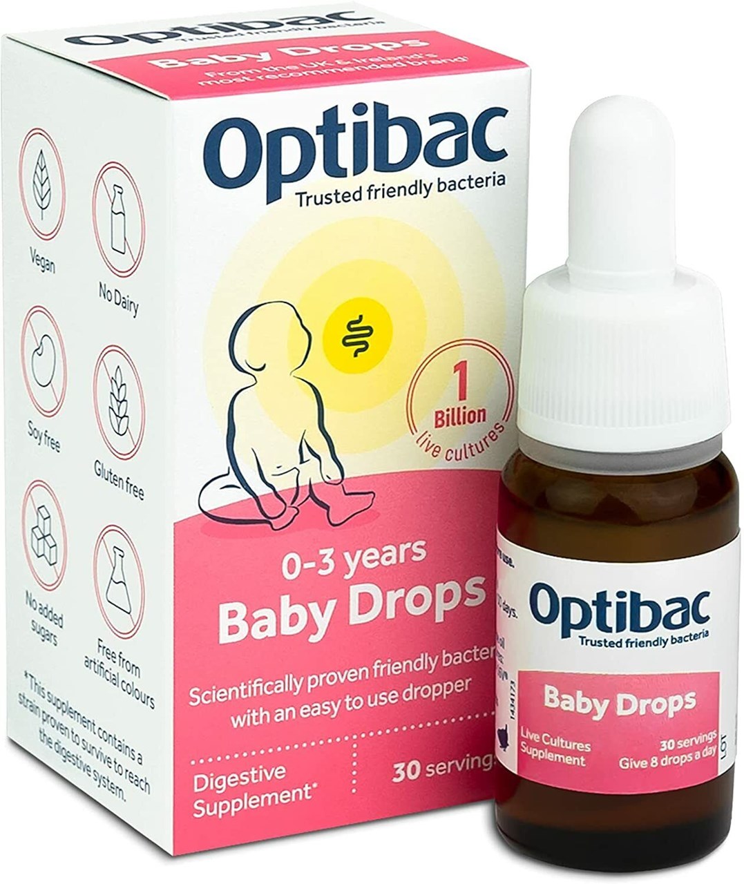 Pika për bebe Optibac Baby Drops, 0-3 vjet, 10 ml