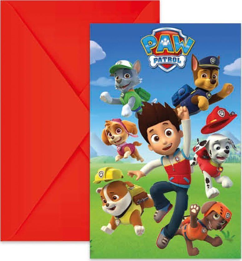 Ftesë për ditëlindje Procos2 Paw Patrol, 6 copë, shumëngjyrëshe