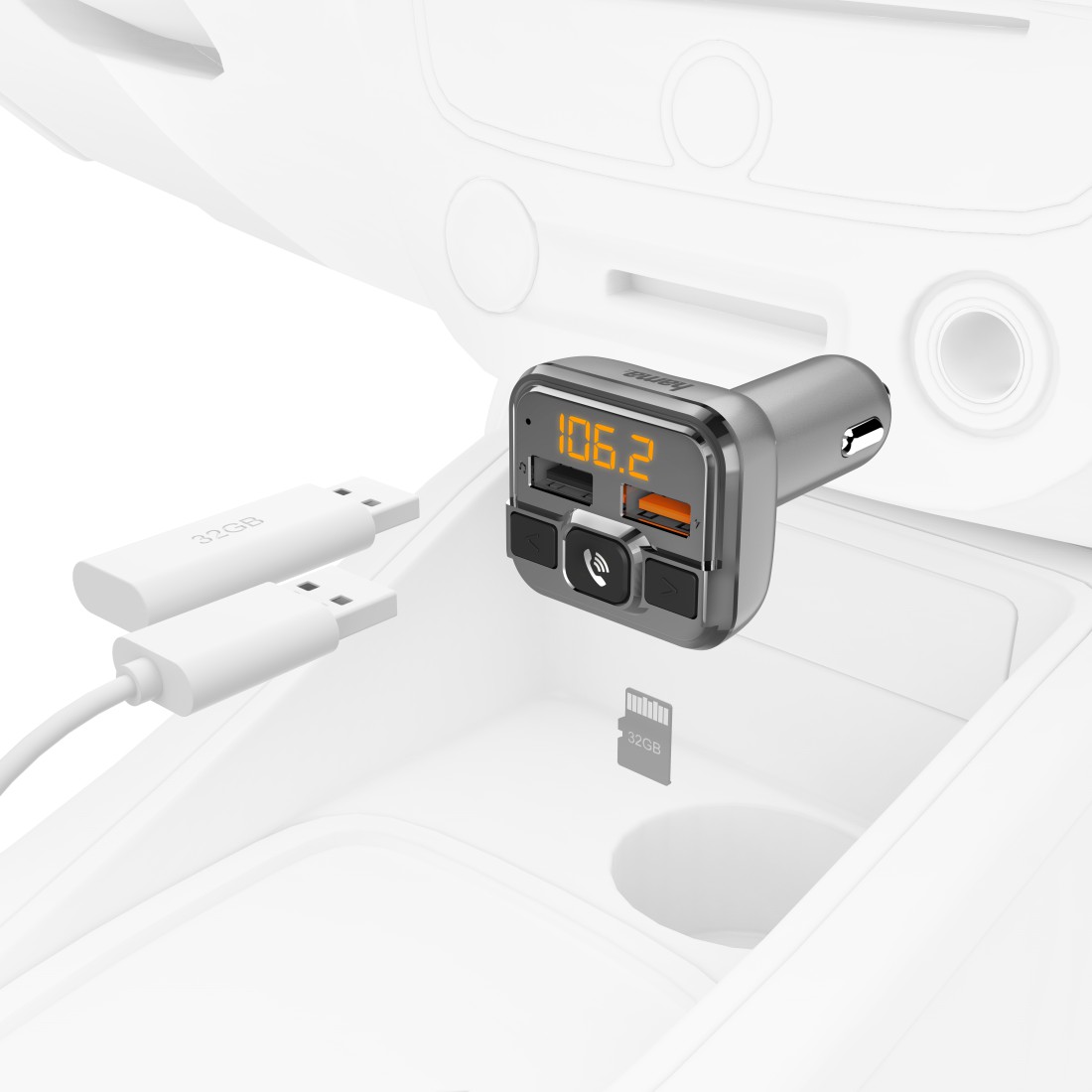 Transmetues FM Hama 14165, me Bluetooth® dhe hands-free