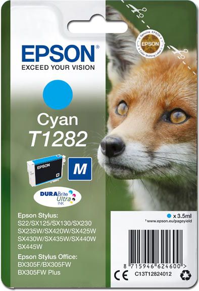 Ngjyrë për printer T1282 EPSON Cyan Inkjet, 3.5 ml, e kaltër