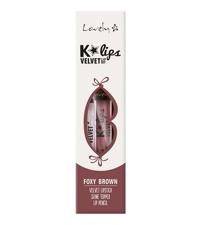 Set për buzë Lovely K*LIPS Velvet, Nr. 2 Foxy Brown, 3 copë