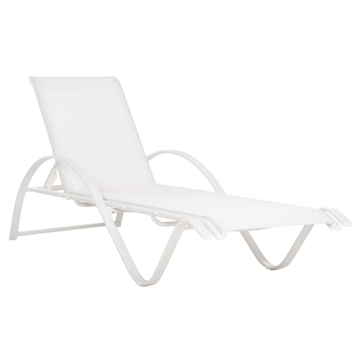 Shezllon WAKANA alumini e bardhë me textline 194×54–66×30 cm (HM5133.02), bardhë