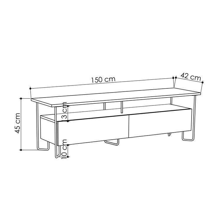Komodë për TV Decortie Cornea 150 cm, kafe e hapur